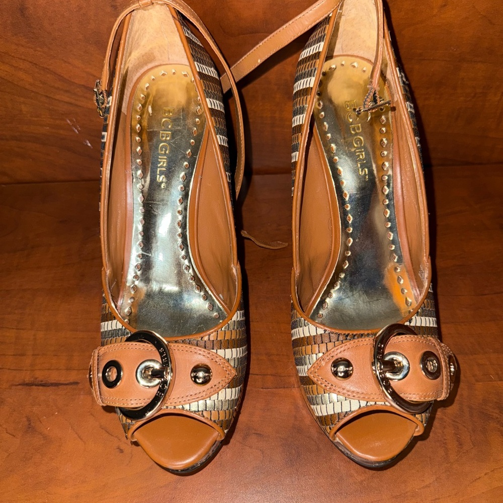 BCBGirls Brown High Heel Peep Toe Shoes